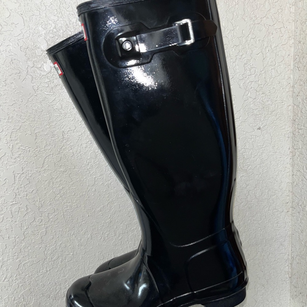 Hunter Original Tall Gloss Rain Boots Black Women’s - Picture 3 of 12